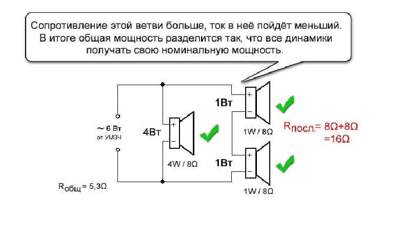 Схема подключения 4 ом динамиков