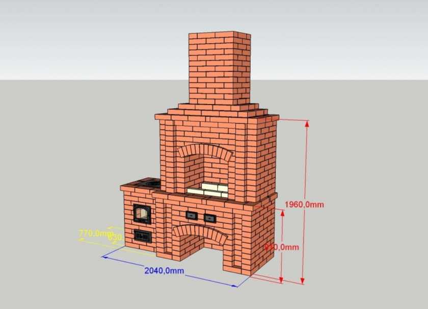 Печь в беседку из кирпича с мангалом своими руками чертежи