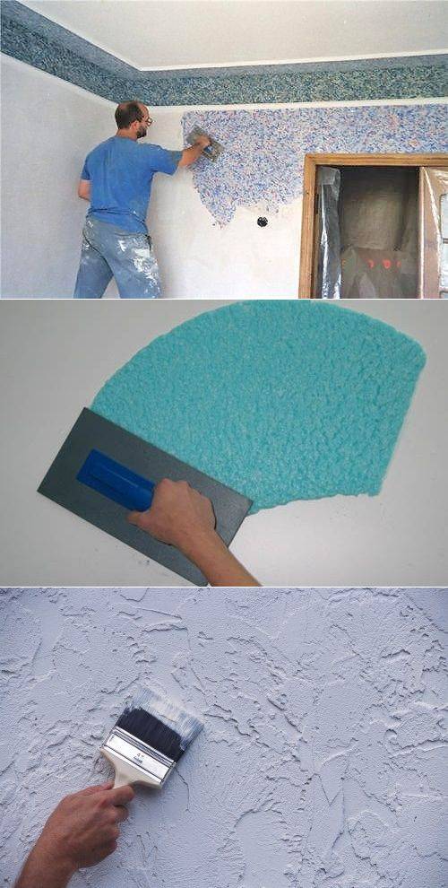 Как клеить жидкие обои на стену и на потолок: пошаговая инструкция и фото