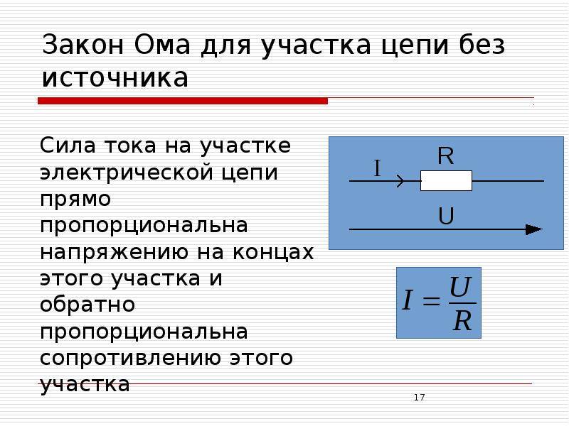 Закон ома для участка цепи схема участка цепи