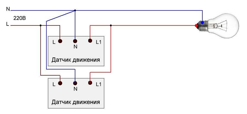 Подключение датчика движения к лампочке. Датчик движения с двумя проводами схема подключения. Датчик движения Эра схема подключения. Схема подключения 2 датчика движения для освещения. Схема подключения 2 датчиков движения на 2 лампочки.