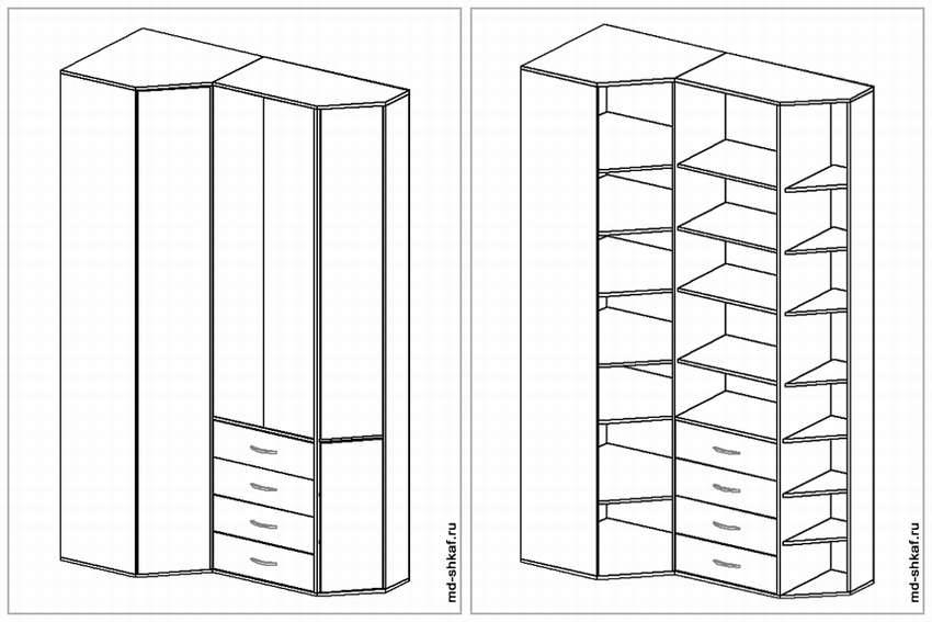 Угловой шкаф прямой угол эскиз