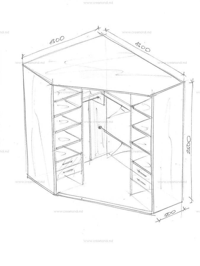 Эскиз углового шкафа