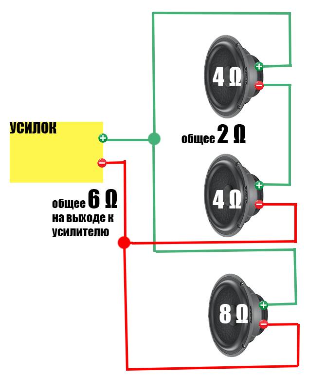 Схема подключения 3 пар динамиков к усилителю