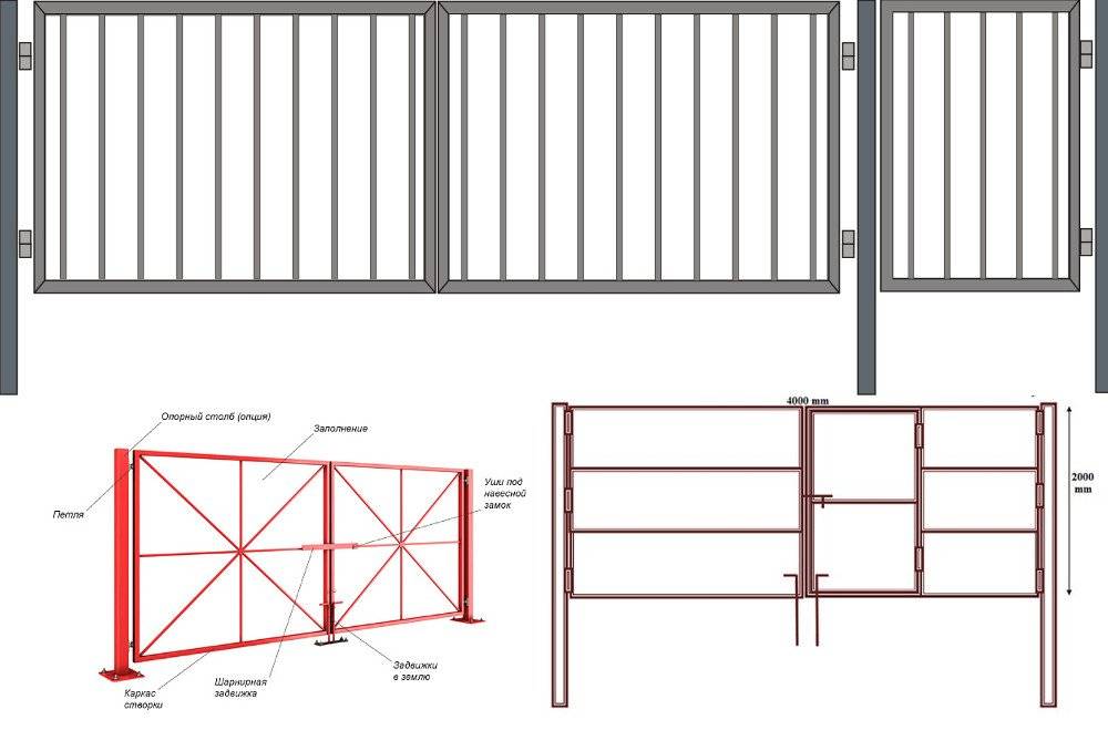Ворота для дома чертежи