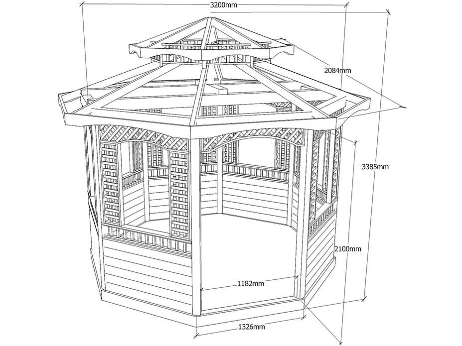 Чертеж садовой беседки