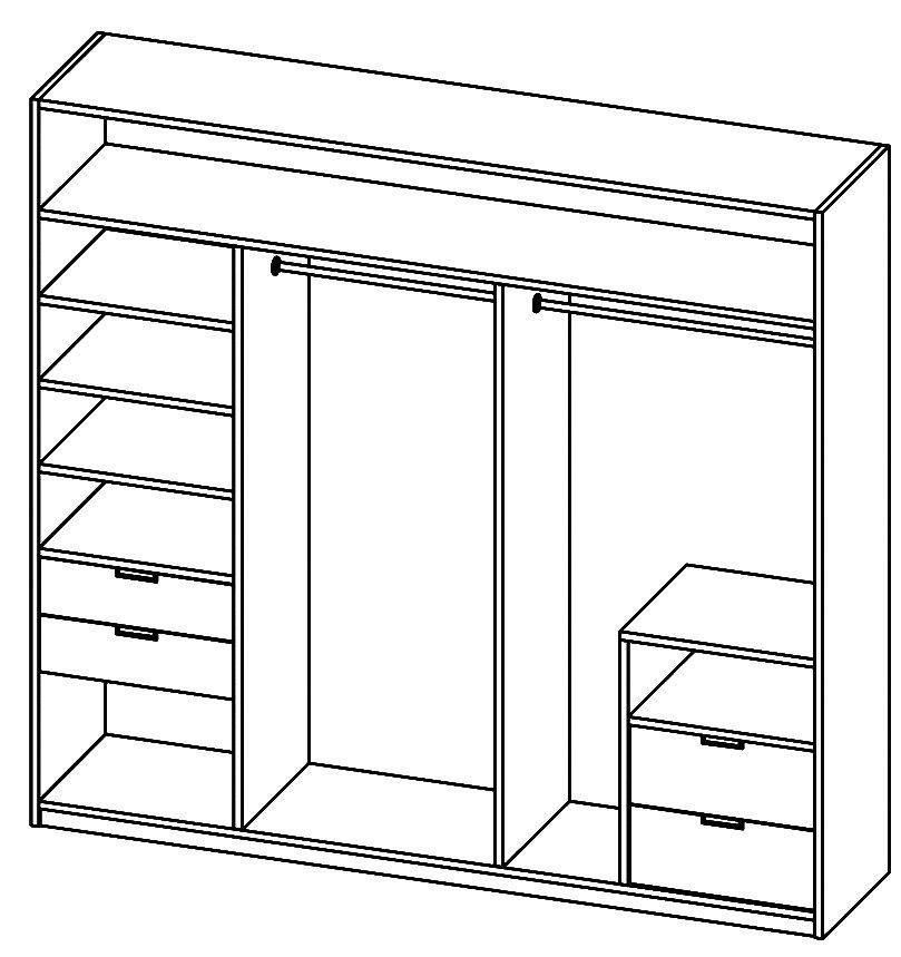 Схема внутреннего наполнения шкафа купе