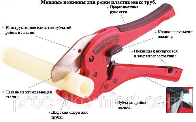 Как применять ножницы для резки полипропиленовых труб