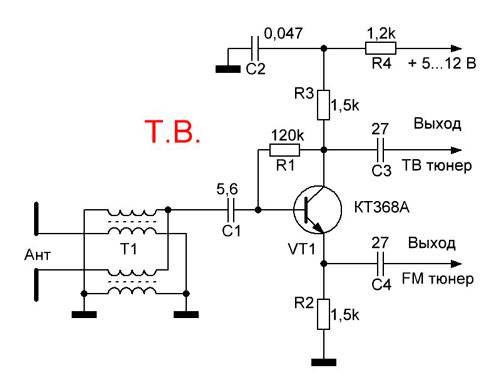Схемы антенных усилителей тв сигнала