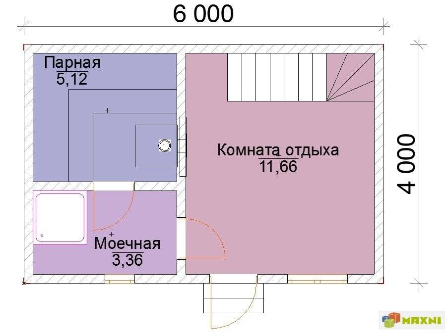 Проект бани 5 3 из пеноблока