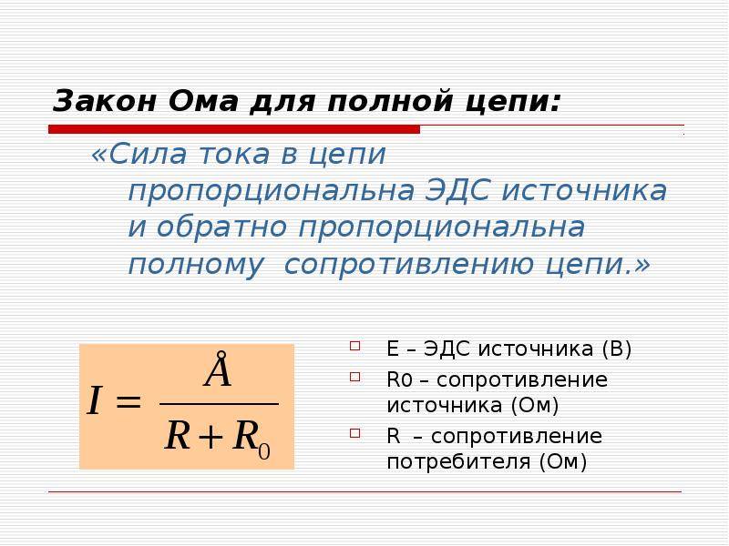 Закон ома для полной цепи картинки