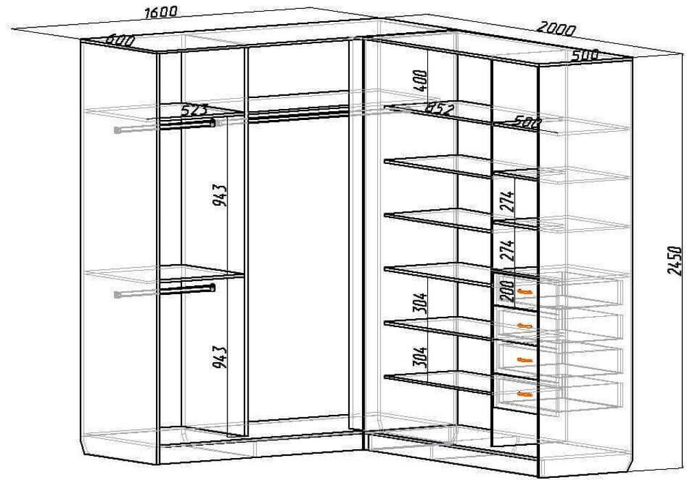 Угловой шкаф купе своими руками: пошаговая инструкция со схемой, чертежами и размерами, которая позволяет сделать каркас и установить двери