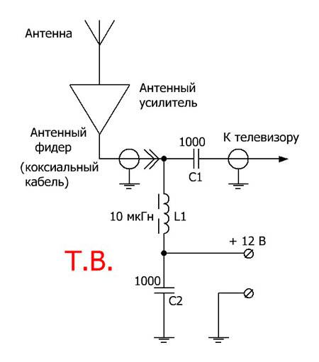 Схема антенного инжектора питания