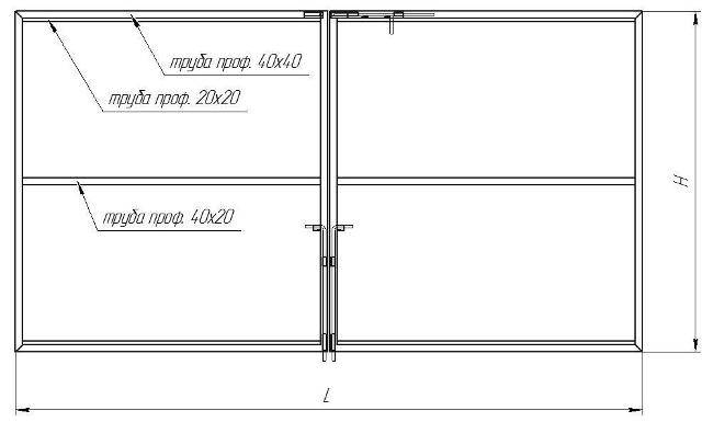 Распашные ворота схема чертеж конструкция