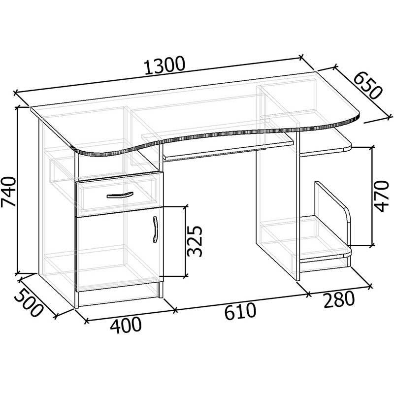 Размеры компьютерного стола: стандартные, нестандартные, со стеллажами