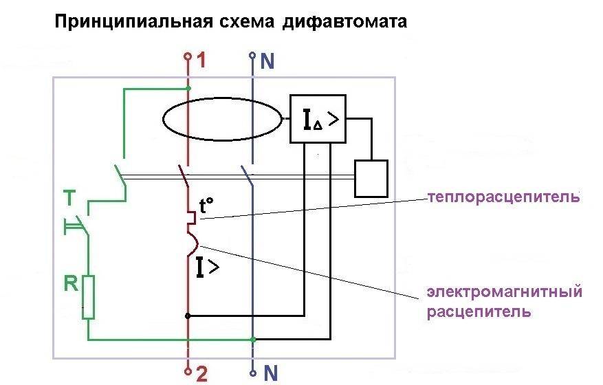 Как обозначается на схеме узо и дифференциальный автомат