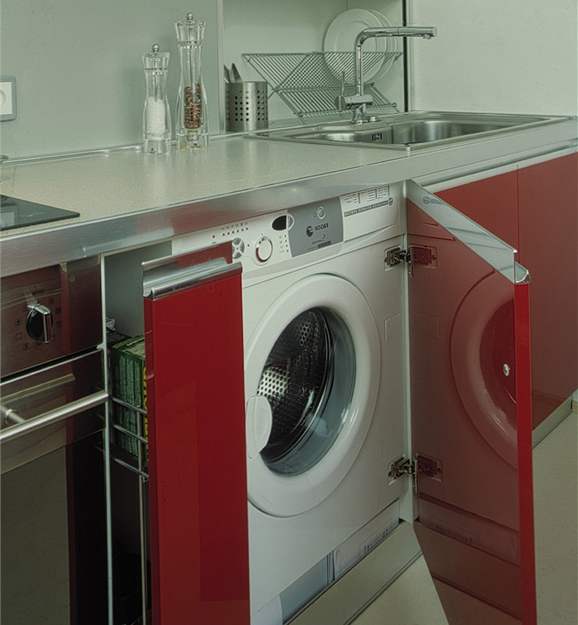 Встроенные стиральные машины: варианты под столешницей и в шкафу
