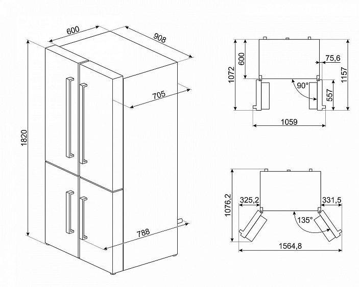 Размеры холодильников — стандартные и нестандартные модели, способы размещения