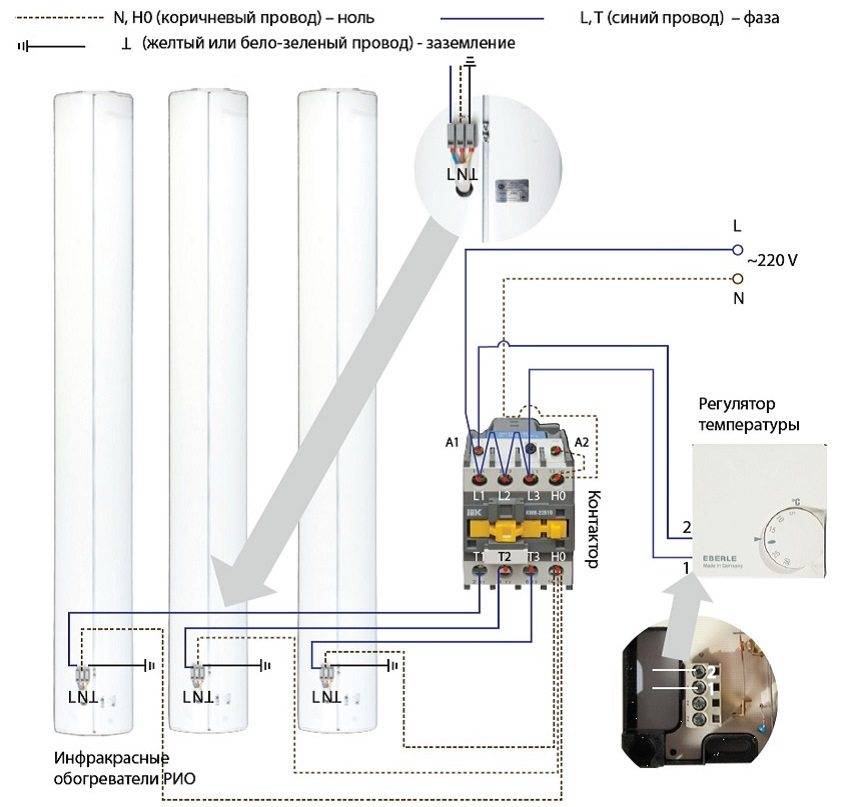 Как подключить термостат вмт 1. простая схема подключения инфракрасного обогревателя через терморегулятор