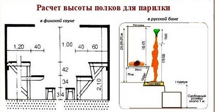Какими по высоте и ширине должны быть полки в бане