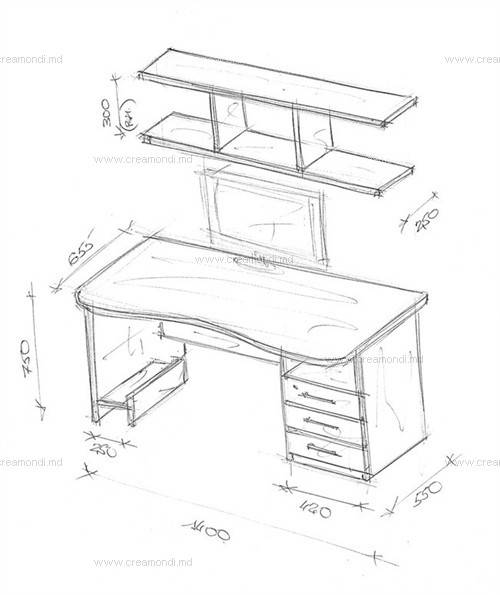 Стол компьютерный угловой эскиз