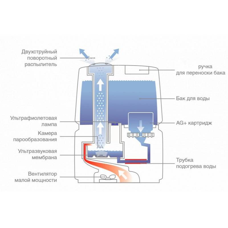 Описание увлажнителя воздуха. Клапан бака для воды Electrolux EHU 3515d. Ультразвуковая мембрана Electrolux EHU-3310d. Схема увлажнения парового увлажнителя.