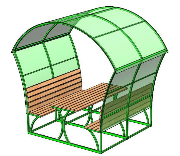 Беседки из металла и поликарбоната своими руками фото чертежи