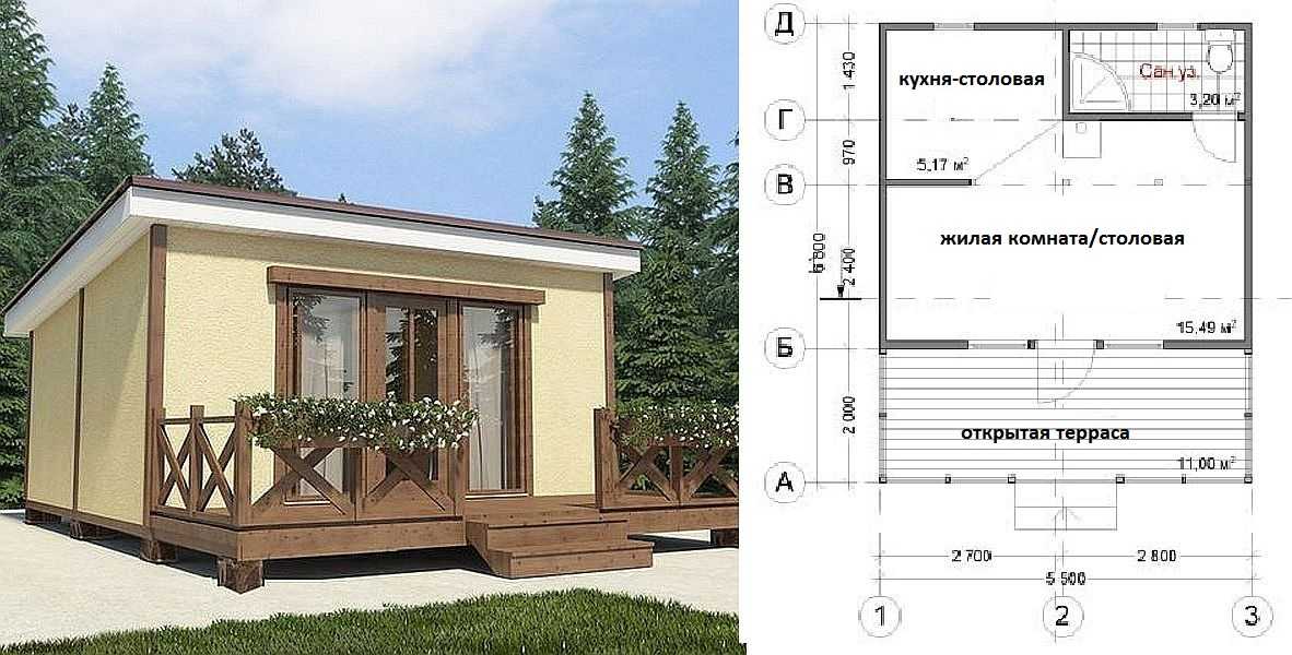 Проект каркасного дома 6х6 с мансардой и террасой с чертежами