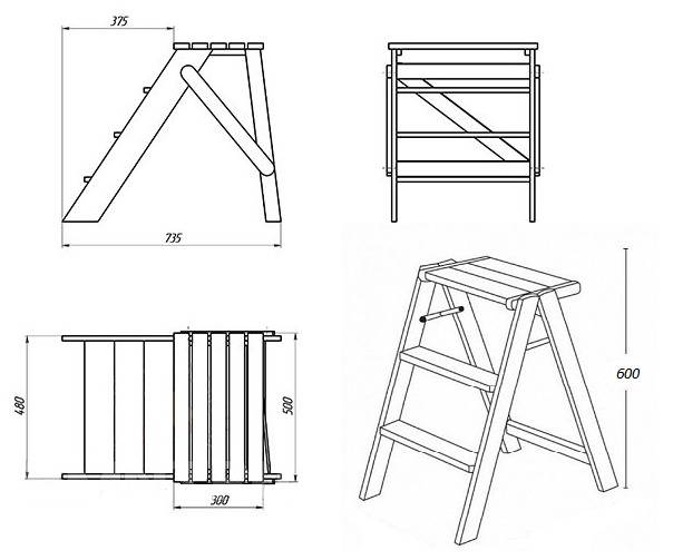 Стул стремянка трансформер чертежи с размерами