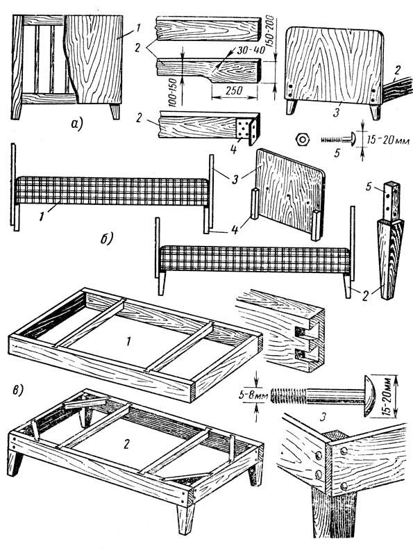 Схема простой кровати из дерева