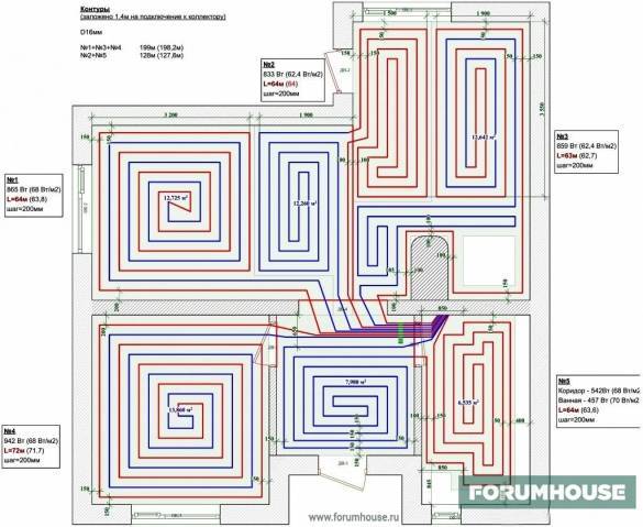 Теплый пол чертеж. Схема размотки трубы теплого пола. Схема разводки водяного теплого пола. Разводка труб теплого пола схема. Схемы укладки труб теплого водяного пола в частном доме.